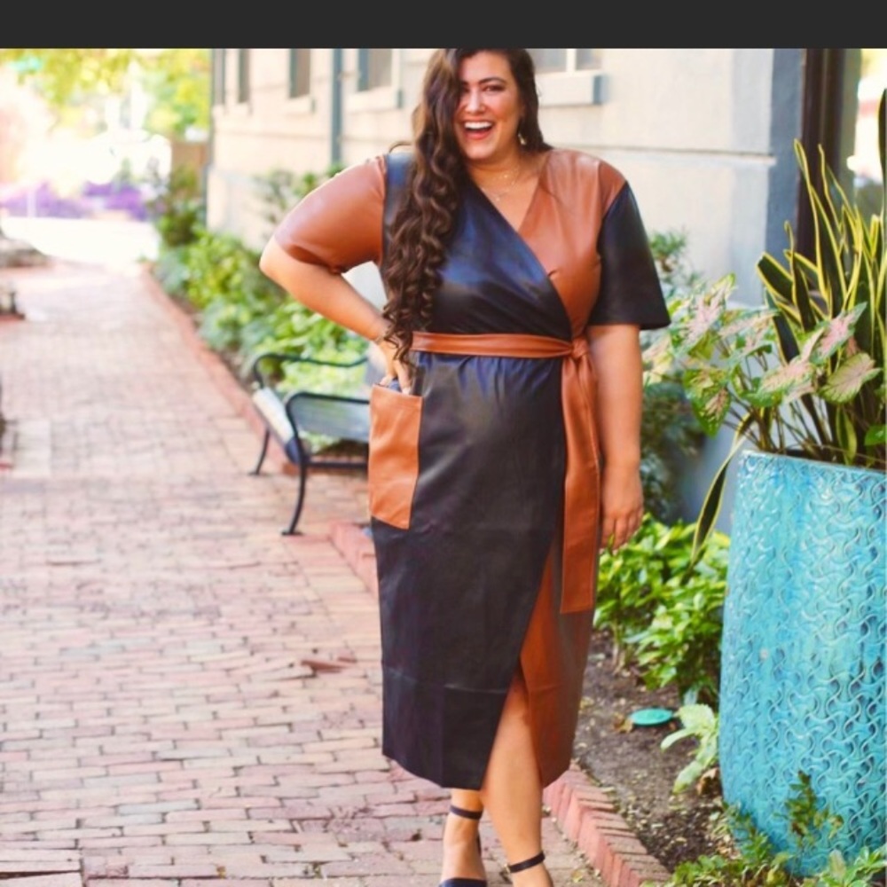 Eloqii faux leather dress